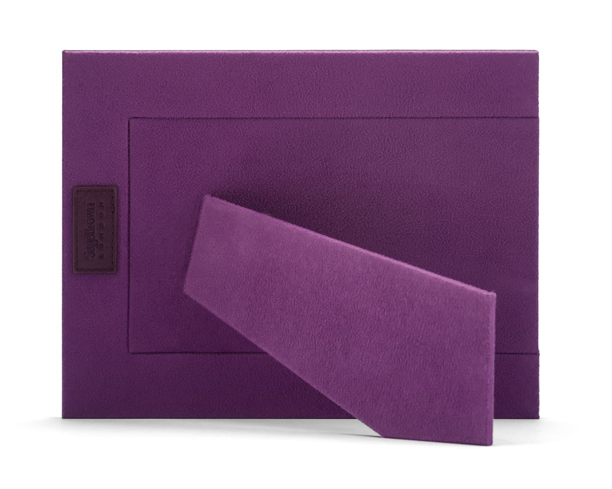 Leather photo frame, purple, landscape back