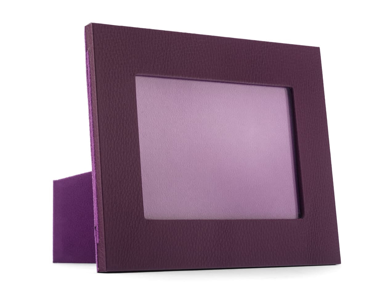 Leather photo frame, purple, landscape