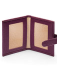 Mini leather passport photo frame, purple, 60 x 40mm, inside