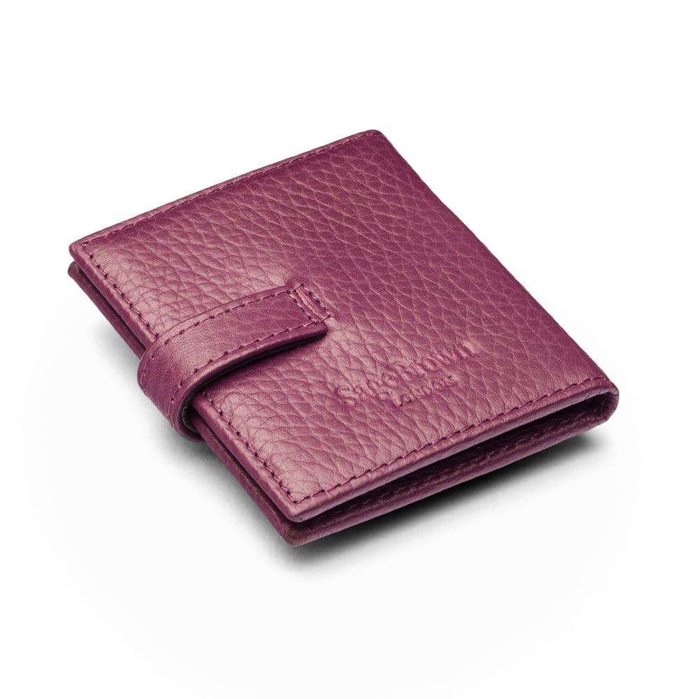 Mini leather passport photo frame, purple, 60 x 40mm, back
