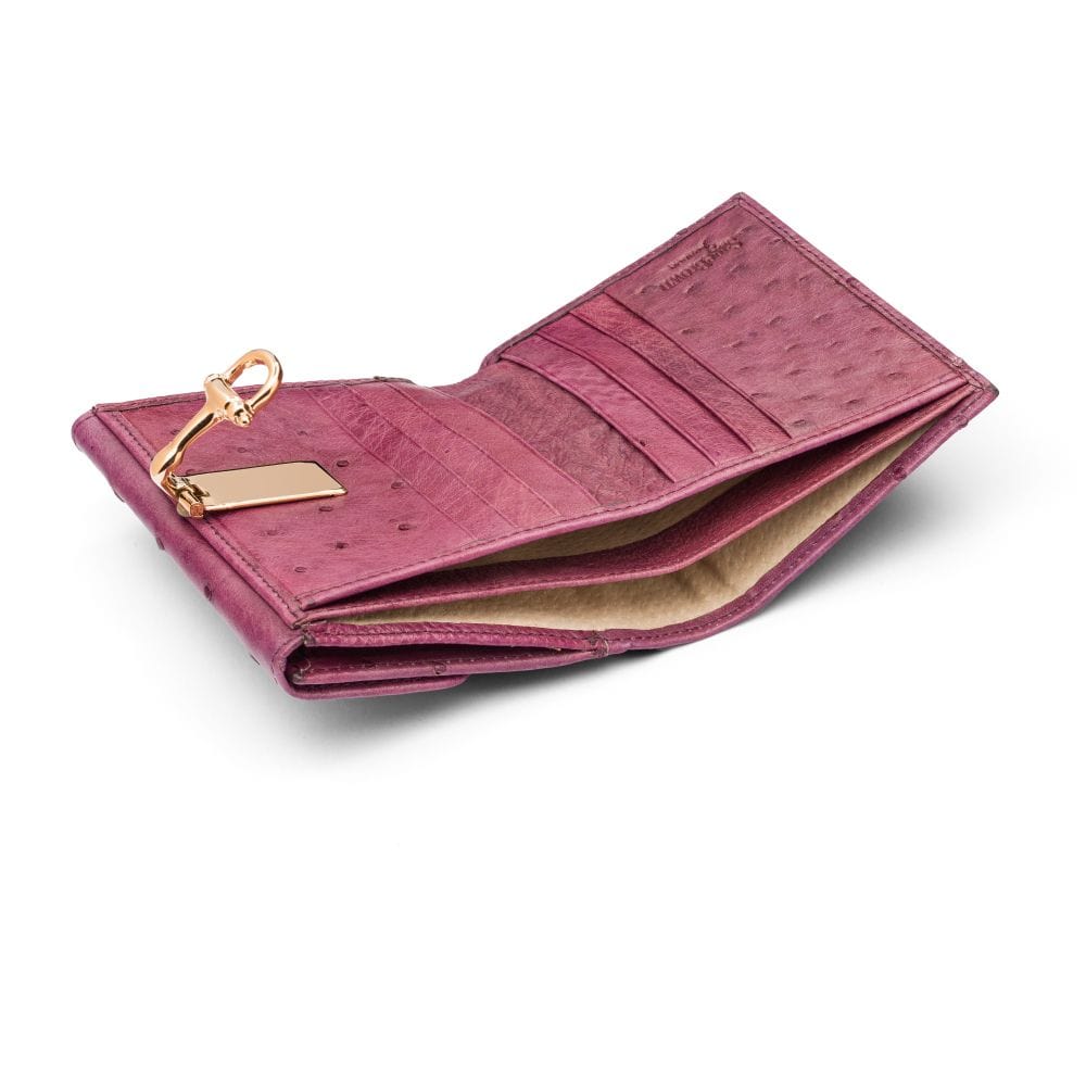 Real ostrich leather coin purse, purple ostrich,  inside
