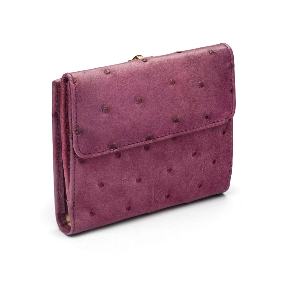 Real ostrich leather coin purse, purple ostrich, back