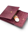 Real ostrich leather coin purse, purple ostrich, coin purse