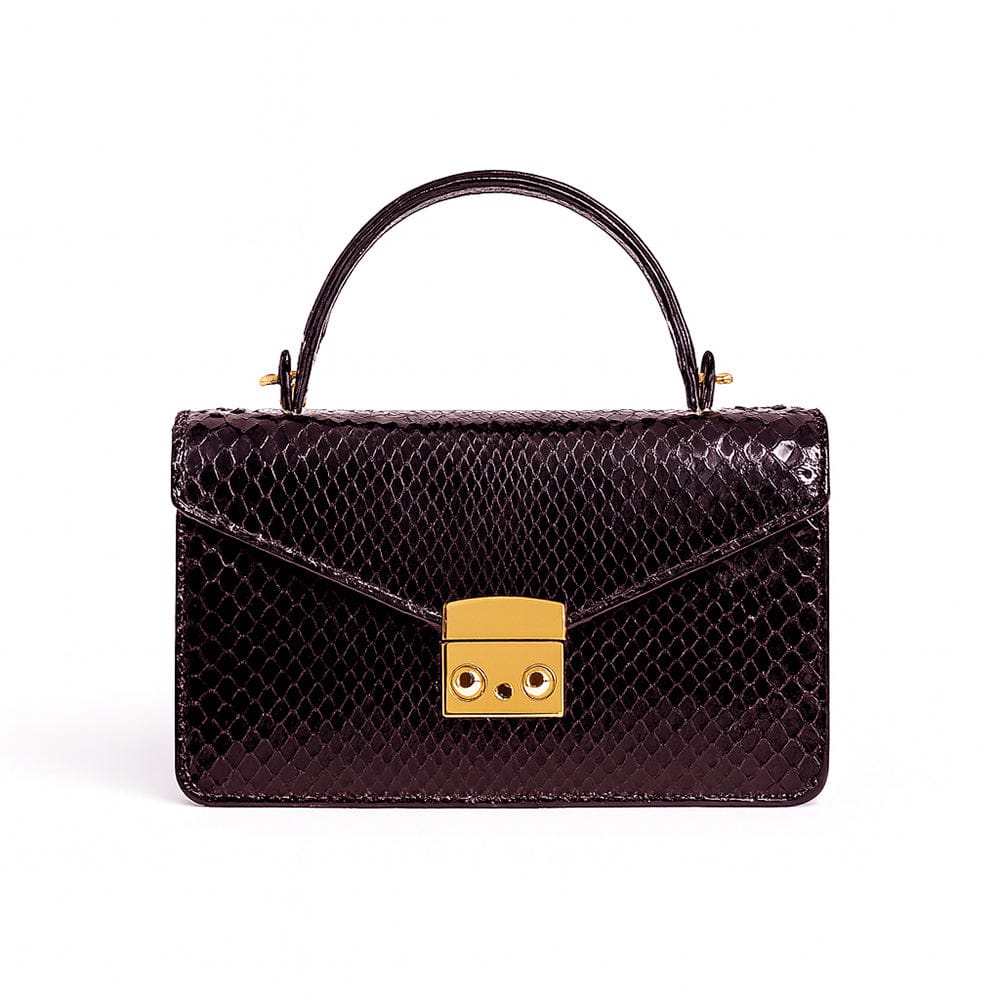 Real python Maya bag, deep purple, front