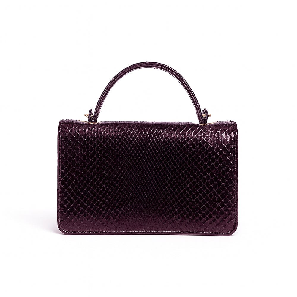 Real python Maya bag, deep purple, back