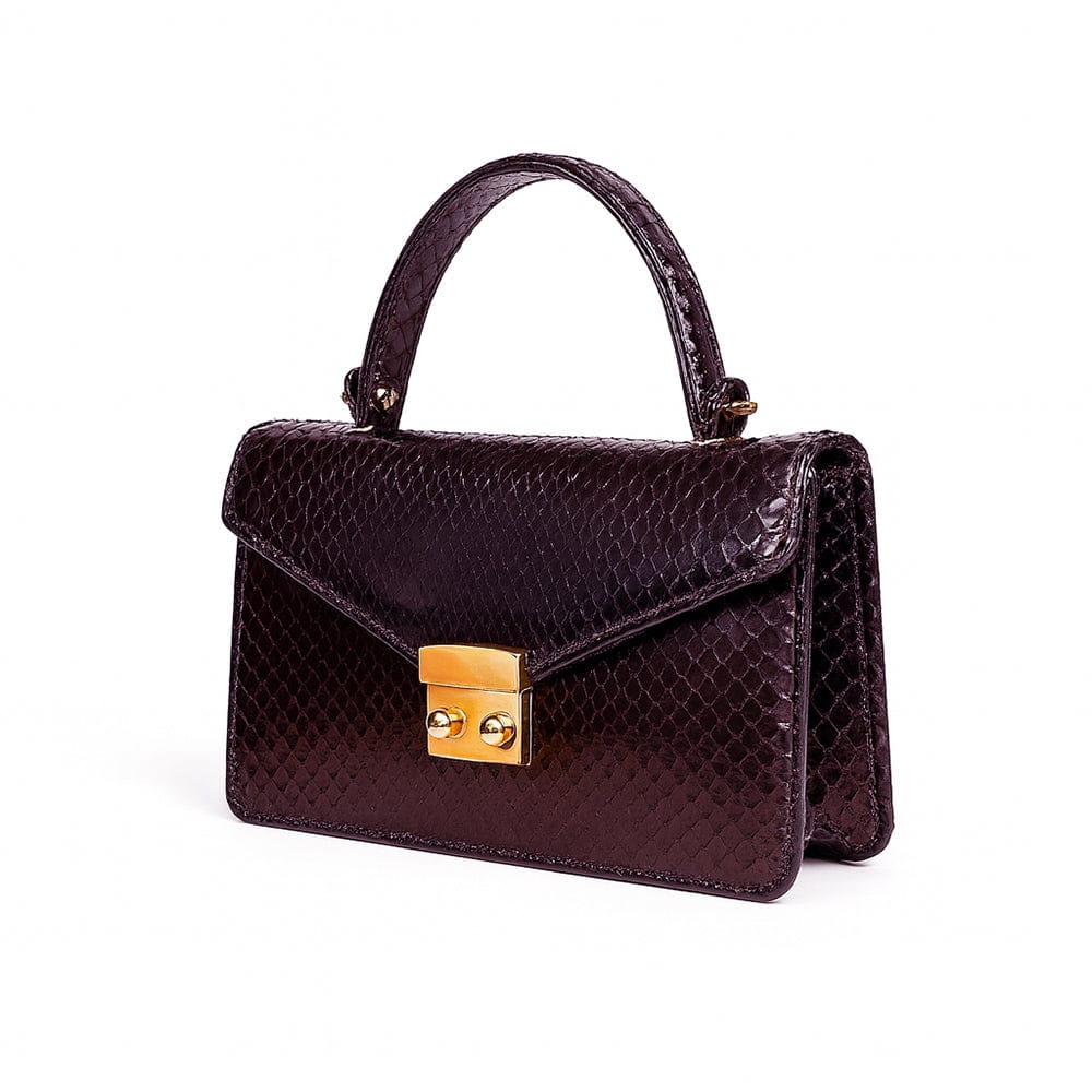 Real python Maya bag, deep purple, side