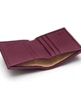 RFID leather wallet with 4 CC, purple, inside