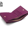 RFID leather purse, purple, inside