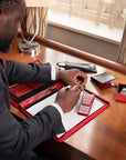 A4 leather notepad folder, red croc, lifestyle