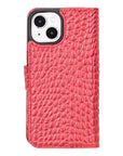 iPhone 15 case in leather with RFID, red croc, back