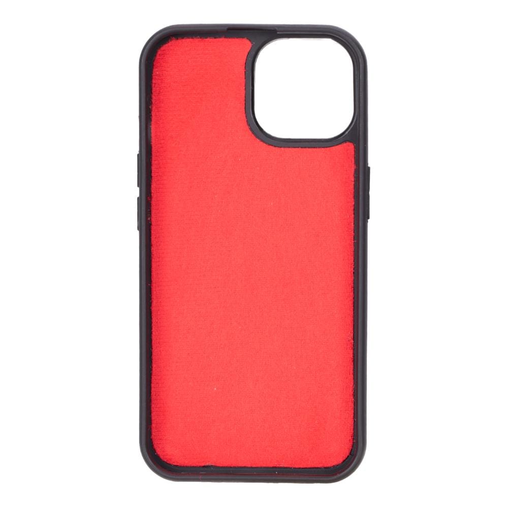 iPhone 15 Case In Leather With RFID Protection, Red Croc | SageBrown
