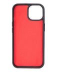 iPhone 15 case in leather with RFID, red croc, inside back cover