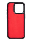 iPhone 15 Pro case in leather with RFID, red croc, inside back cover