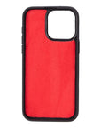 iPhone 15 Pro Max case in leather with RFID, red croc, inside back cover