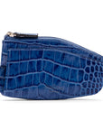 Large leather key case, navy croc, back