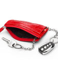 Large leather key case, red croc