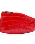 Large leather key case, red croc, back