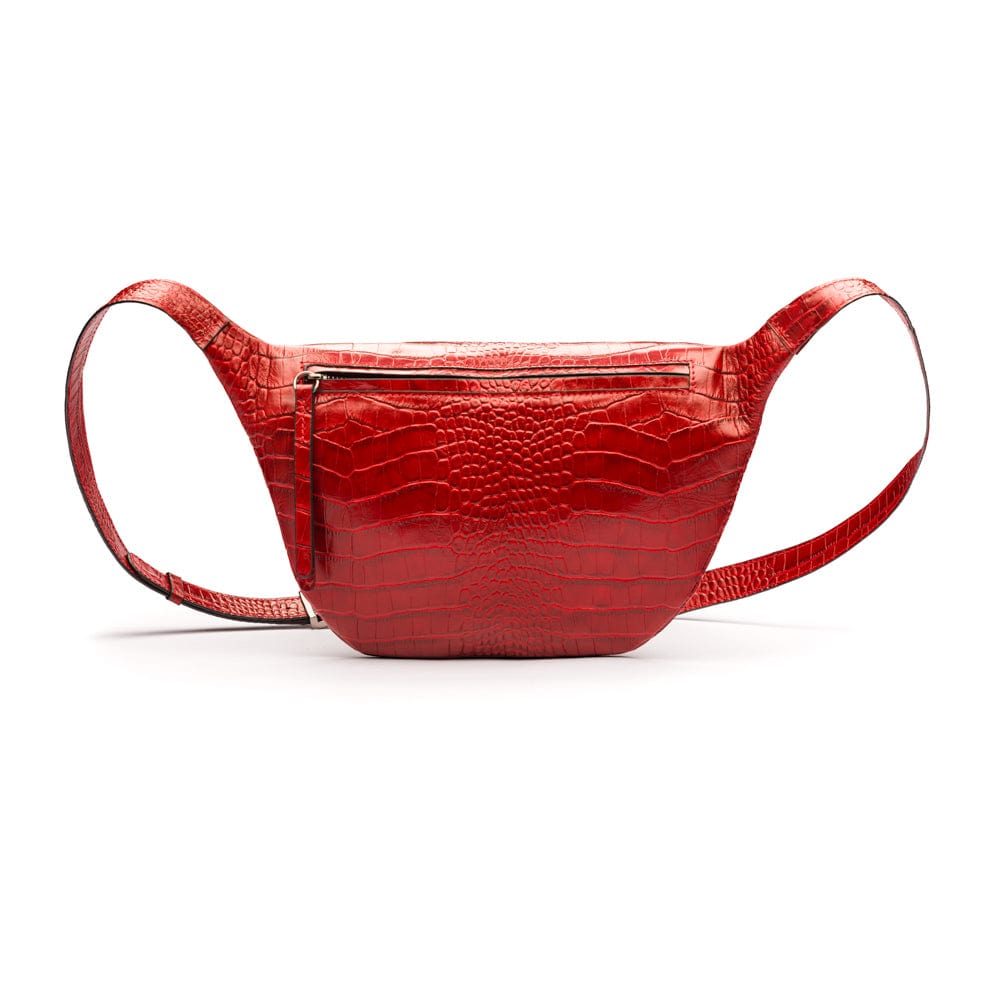 Leather Bum Bag For Men - Red Croc
