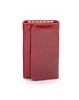 Leather key case, red croc, front