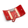 Leather key case, red croc, open