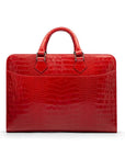 Leather Trinity 13" laptop briefcase, red croc, front