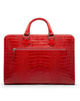 Leather Trinity 13" laptop briefcase, red croc, back