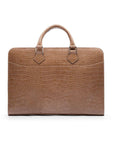 Leather Trinity 13" laptop briefcase, taupe croc, front