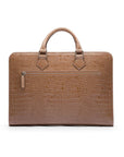 Leather Trinity 13" laptop briefcase, taupe croc, back