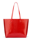 Luxury Leather Tote Bag and Shopper, Red Croc, front