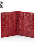 Premium Slim RFID Leather Credit Card Wallet, Red Croc Effect, inside