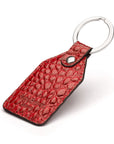 Rectangular leather key fob, red croc, back