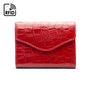 RFID Large leather purse with 15 CC, red croc, front