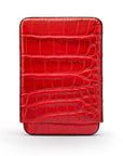 Pull apart business card holder, red croc, front