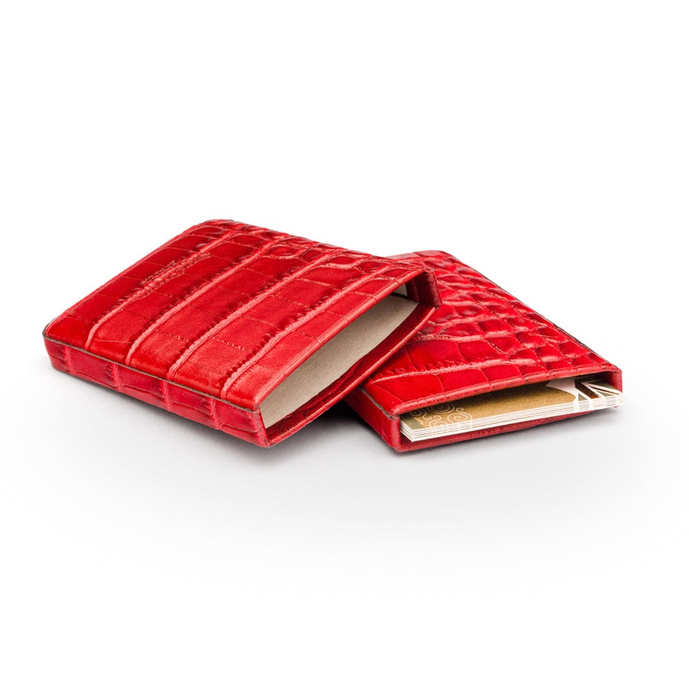 Pull apart business card holder, red croc, inside