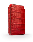 Pull apart business card holder, red croc, back