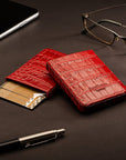 Pull apart business card holder, red croc, lifestyle