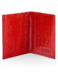 RFID leather credit card holder, red croc, inside