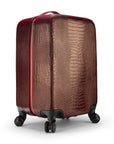 Small leather suitcase, burgundy croc, side view