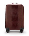 Small leather suitcase, burgundy croc, front