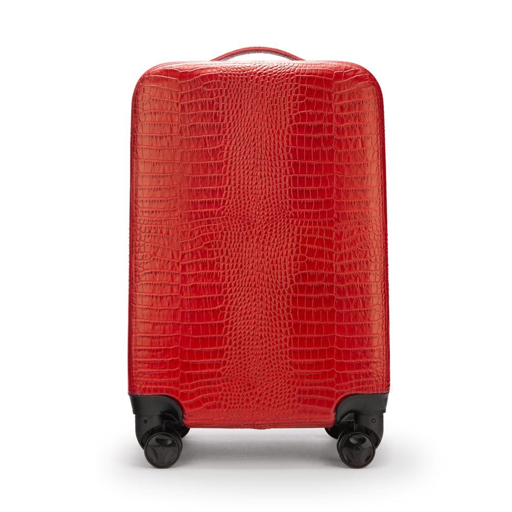 Small leather suitcase, red croc, front