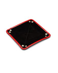 Small leather valet tray, red croc, flat