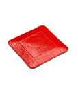 Small leather valet tray, red croc, flat base