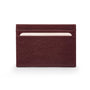 Flat leather credit card wallet 4 CC, burgundy pebble grain, front