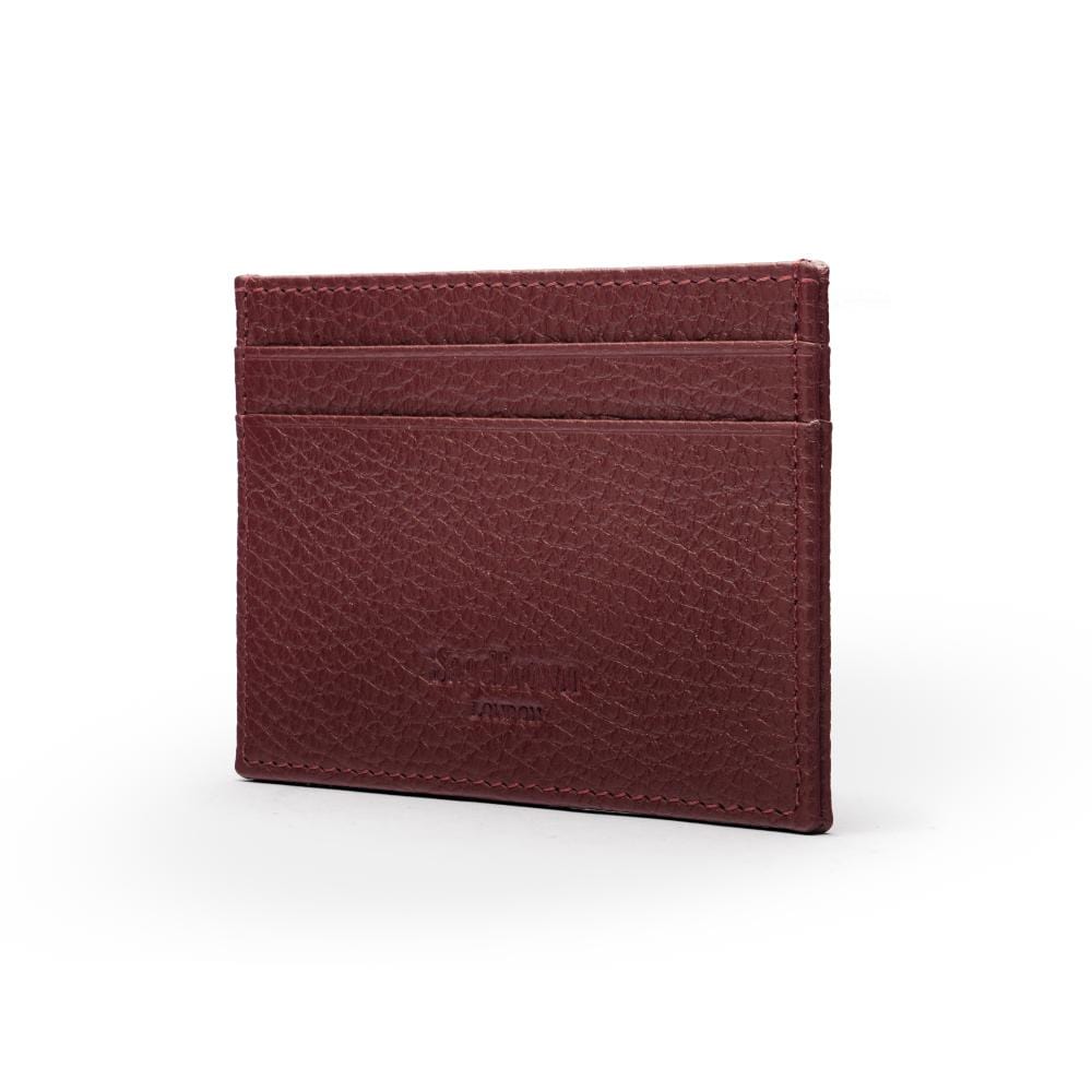 Flat Leather Credit Card Wallet 4 CC - Burgundy Grain