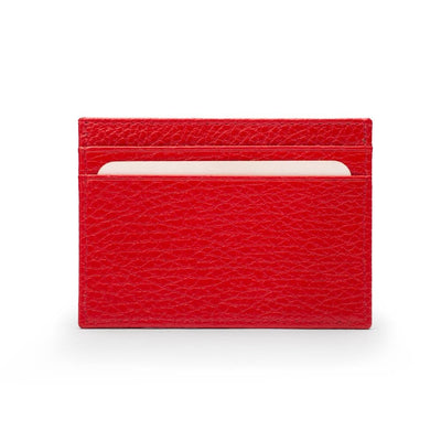 Flat Leather Card Holder, Red Grain | Card Cases | SageBrown