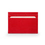 Flat leather credit card wallet 4 CC, red pebble grain, front