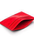 Flat ostrich leather credit card case, red ostrich leather, front