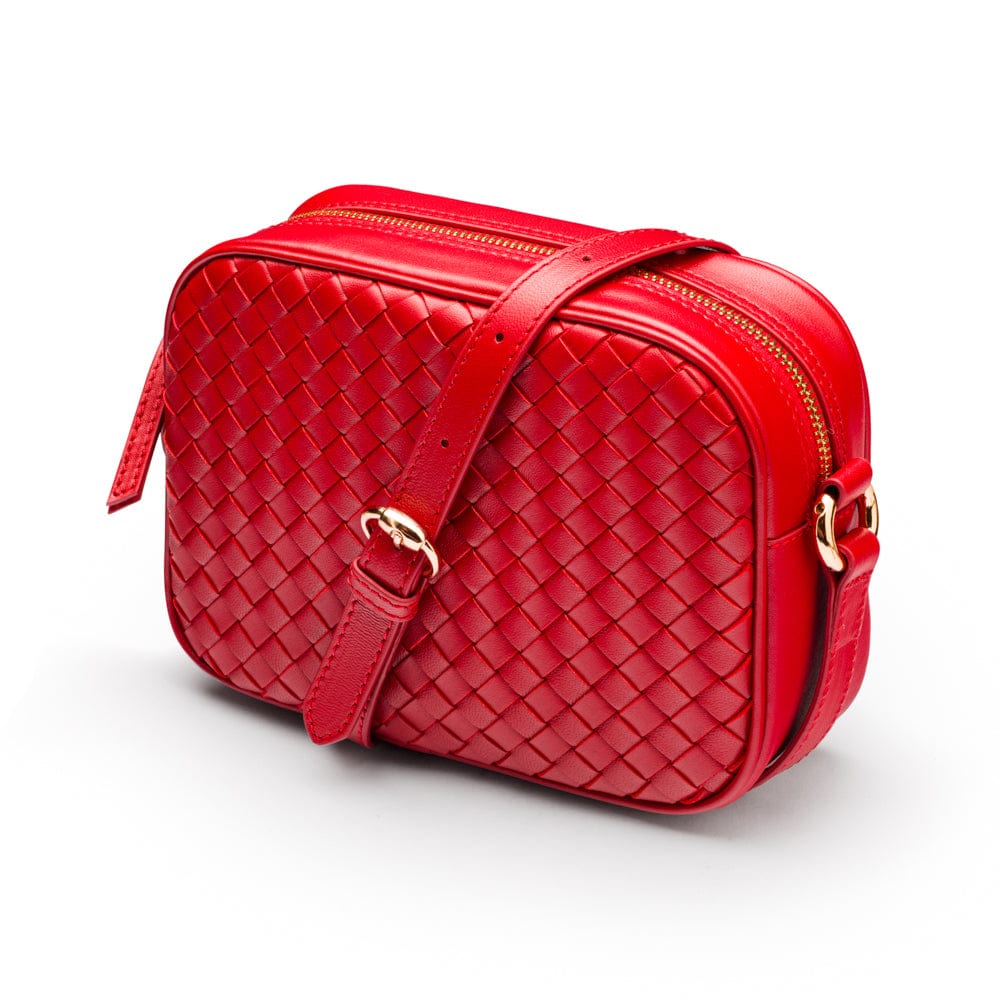 Ivy woven camera bag, red, front