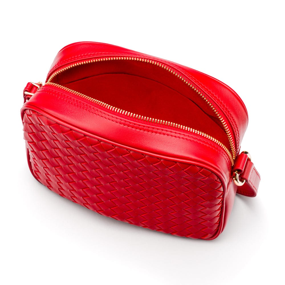 Ivy woven camera bag, red, interior