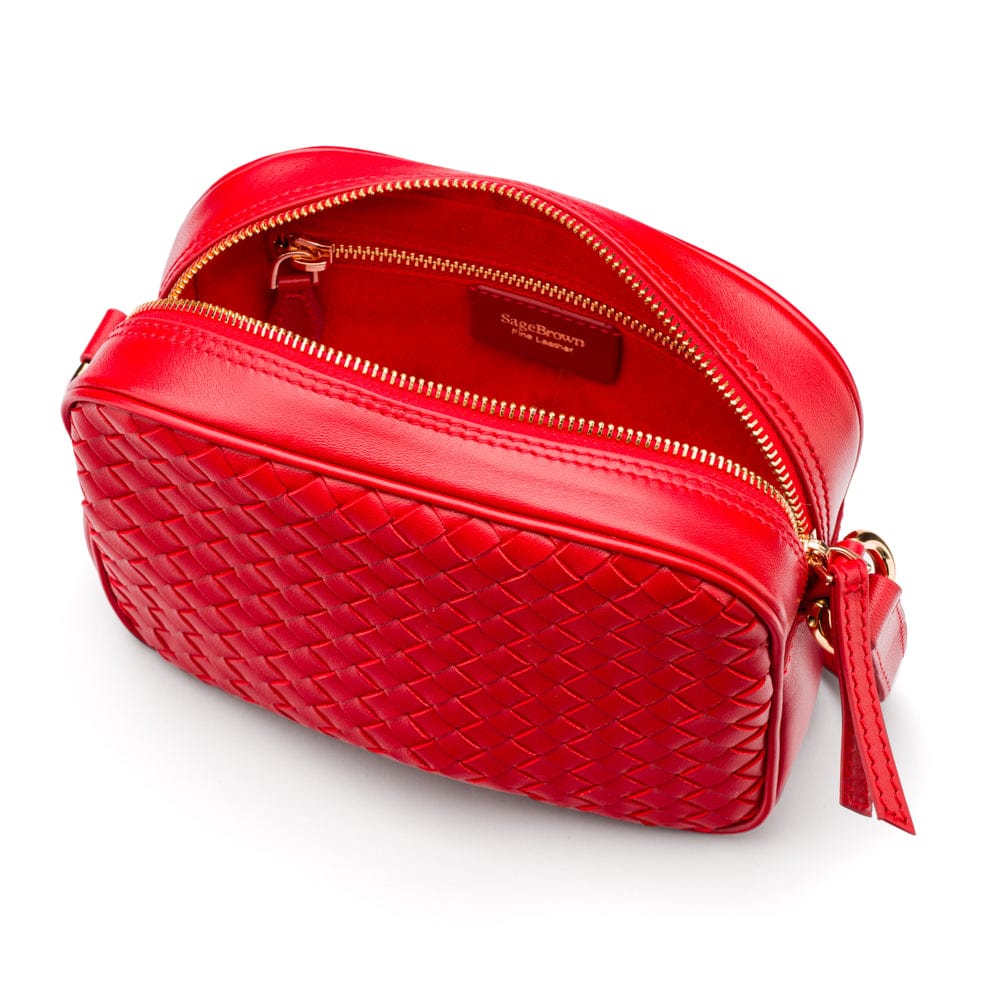 Ivy woven camera bag, red, inside